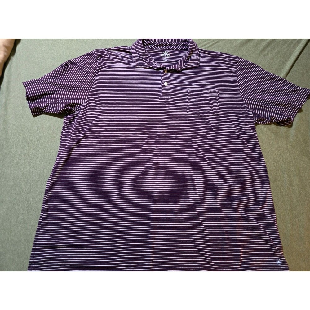 Peter Millar Seaside Wash Mens XL Plum Striped Short Sleeve Golf Polo